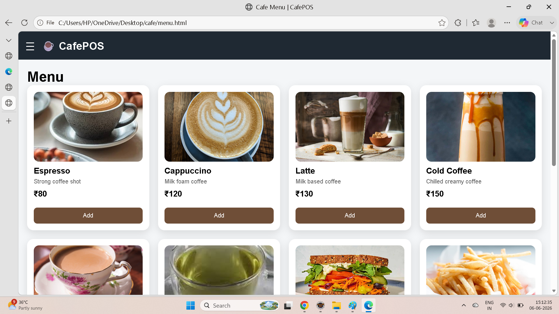 Cafe Management System