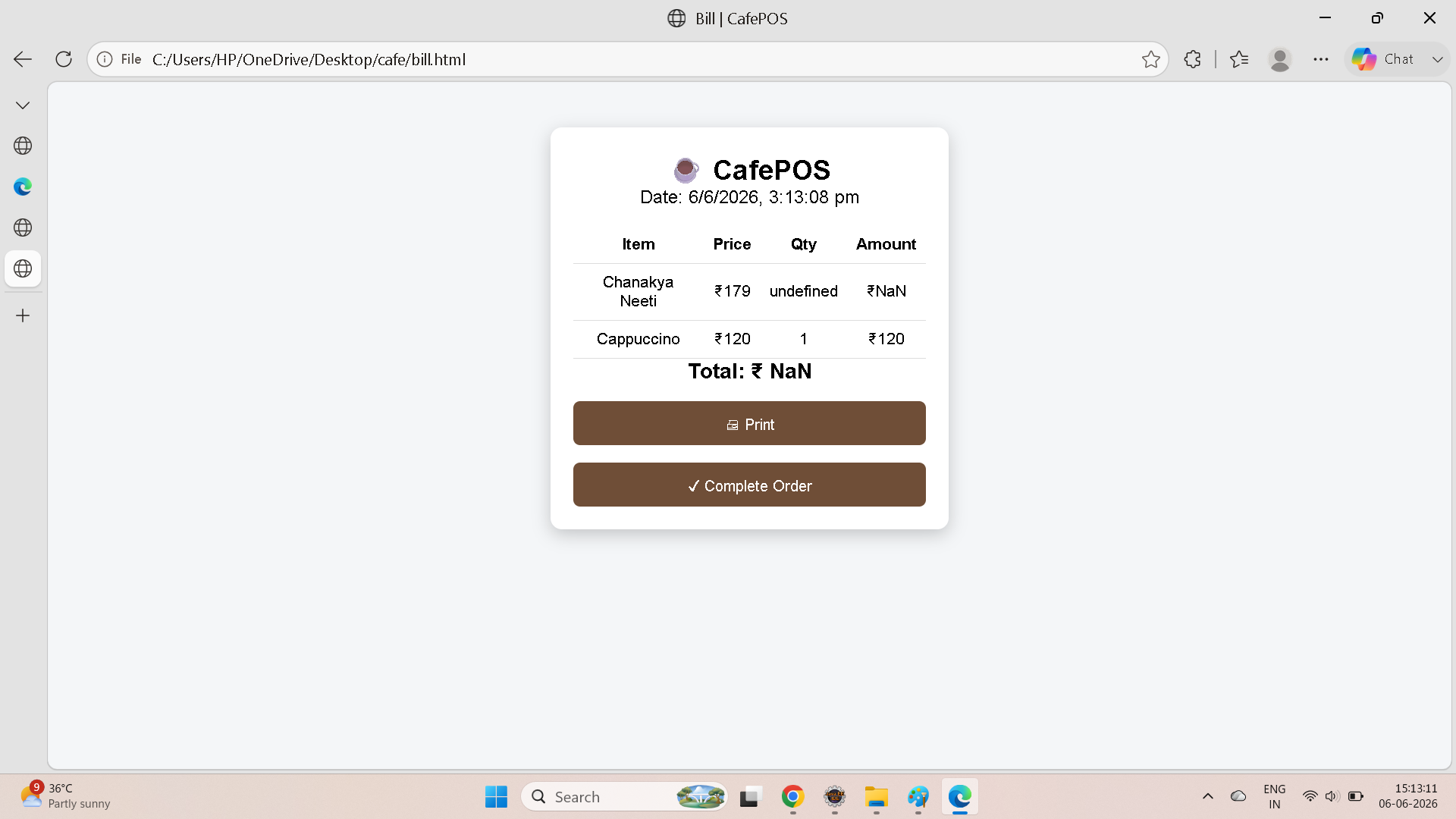 Cafe Management System