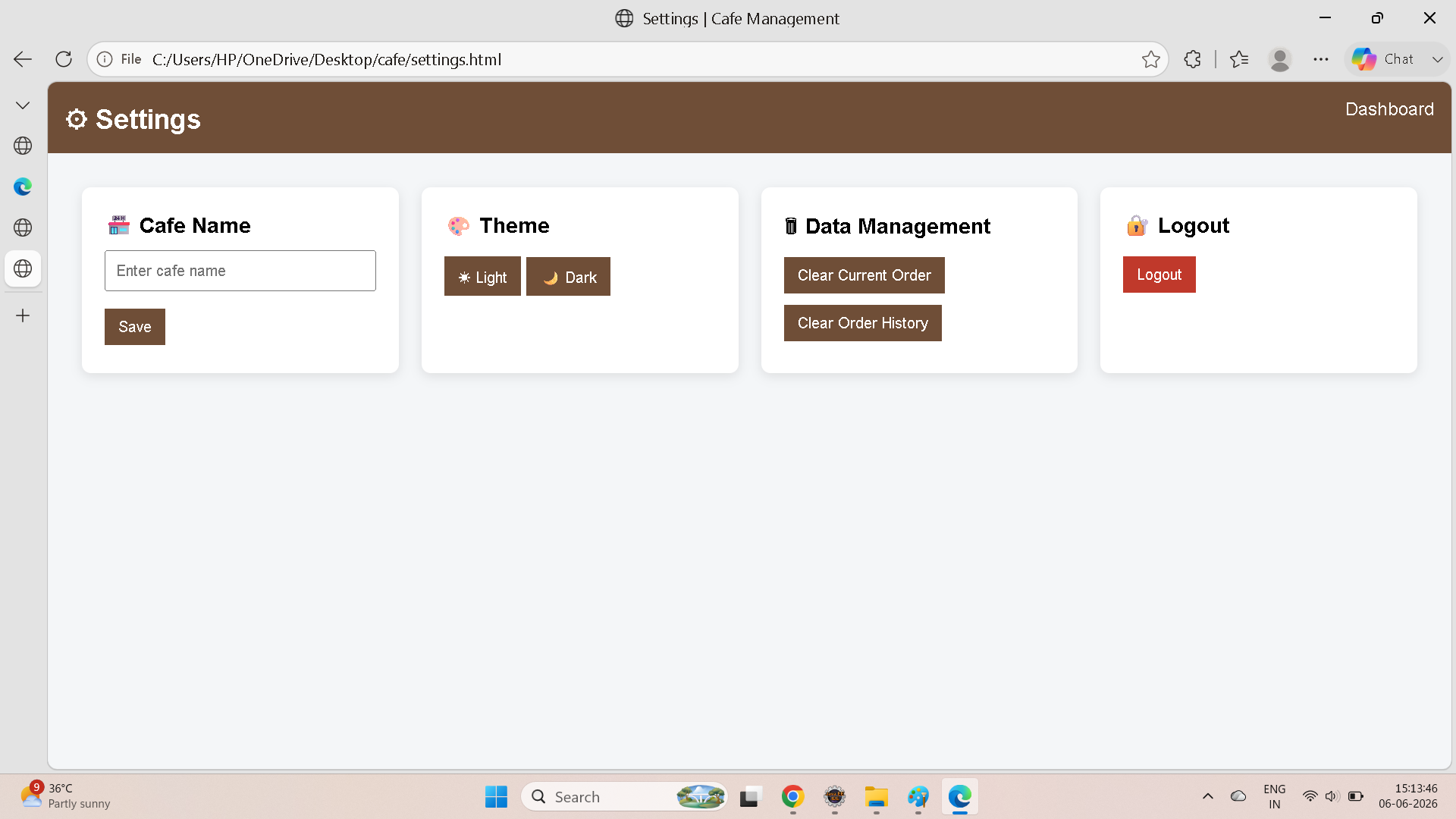 Cafe Management System